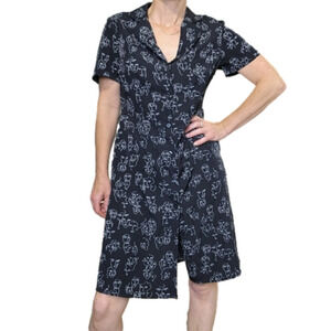 Size S A-Line dress short sleeves Abstract faces Black and white A NEW DAY